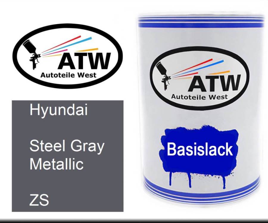 Hyundai, Steel Gray Metallic, ZS: 500ml Lackdose, von ATW Autoteile West.